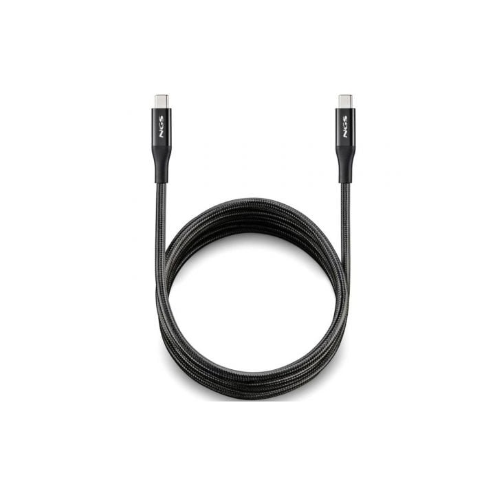 Cable USB 4.0 Tipo-C NGS KNOT/ USB Tipo-C Macho - USB Tipo-C Macho/ Hasta 240W/ 40Gbps/ 2m/ Negro