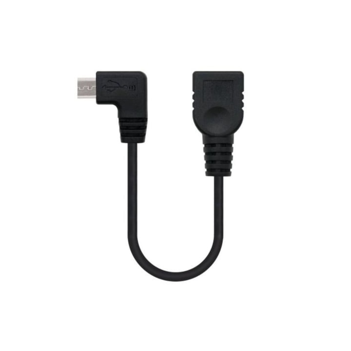 Cable USB 2.0 Nanocable 10.01.3600/ MicroUSB Macho - USB Hembra/ 15cm/ Negro