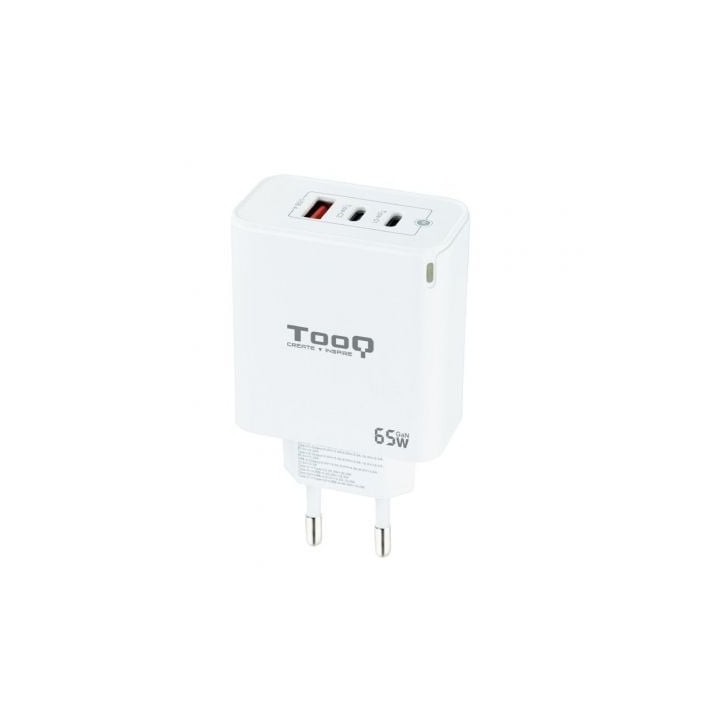 TOOQ Cargador pared GAN 2xUSB-C 1xUSB-A 45W+20W