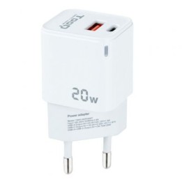 Tooq Cargador pared USB-C/PD+USB-A/QC 20W