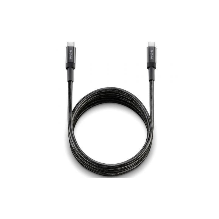 Cable USB 2.0 Tipo-C NGS KNOT/ USB Tipo-C Macho - USB Tipo-C Macho/ Hasta 65W/ 480Mbps/ 2m/ Negro