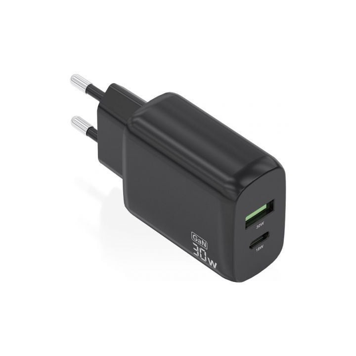 Aisens Cargador GaN 30W USB-C PD3.0 QC4.0 USB-A