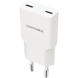 Nanocable Cargador 2xUSB-C/PD 20W Blanco