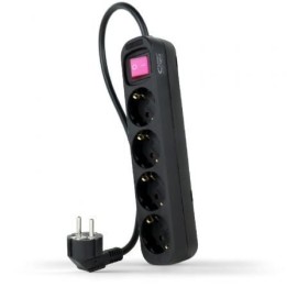 Nanocable Regleta 4 tomas con interruptor Negro