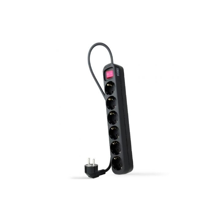 Regleta con Interruptor Nanocable 10.37.0006-BK/ 6 Tomas de Corriente/ Cable 1.4m/ Negro