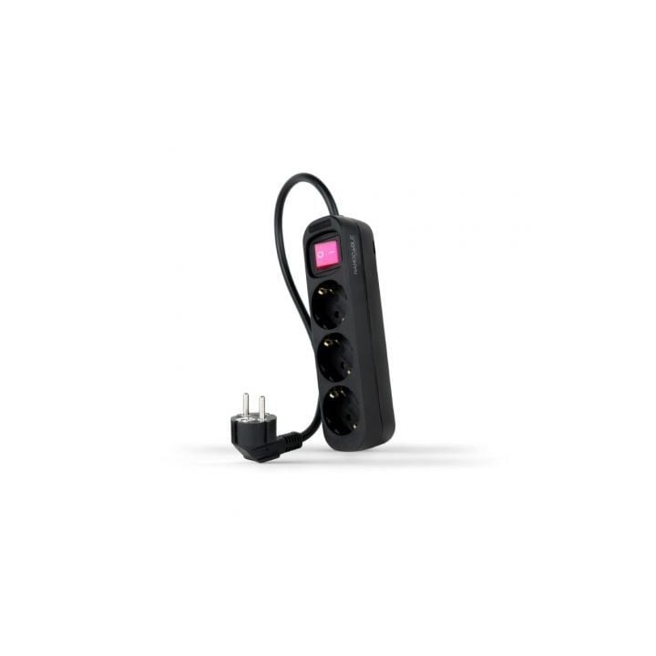 Regleta con Interruptor Nanocable 10.38.0003-BK/ 3 Tomas de Corriente/ Cable 1.4m/ Negra