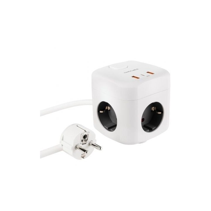 Nanocable Base de enchufe con 3 USB c/ interruptor