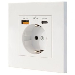 Nanocable Base Pared toma SCHUKO 2USB-C PD20W