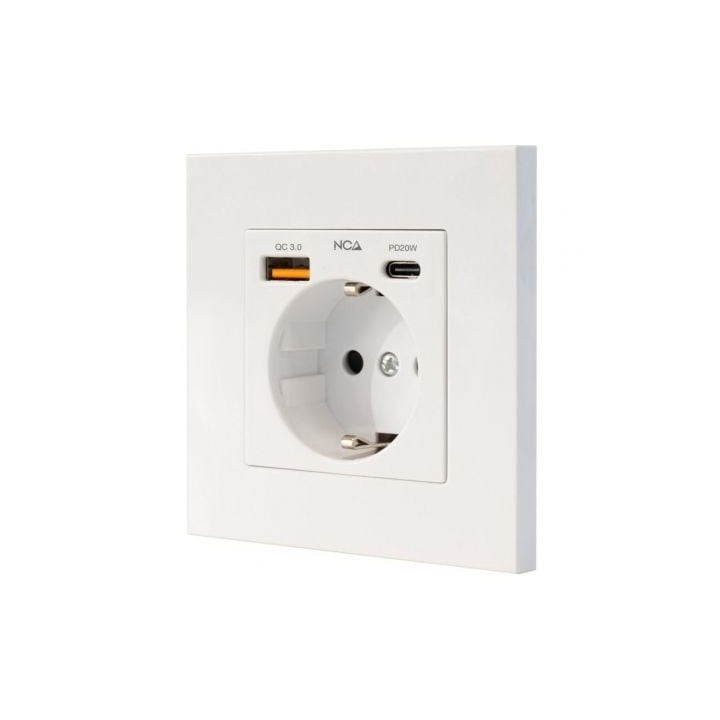 Nanocable Base Pared toma SCHUKO 2USB-C PD20W
