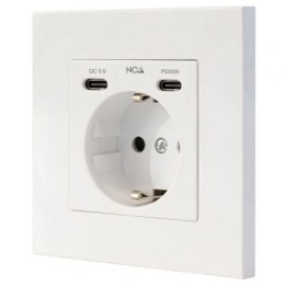 Nanocable Base Pared toma SCHUKO 2USB Max .2.4A