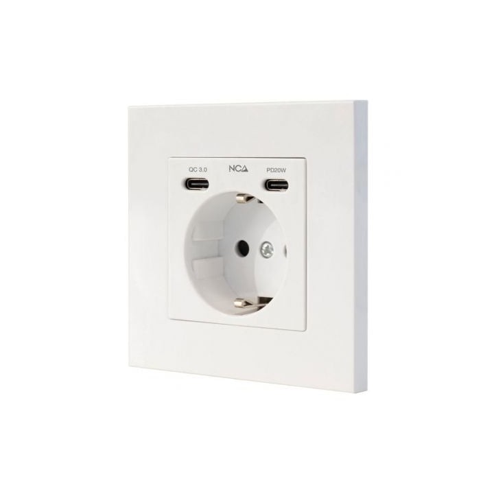 Nanocable Base Pared toma SCHUKO 2USB Max .2.4A