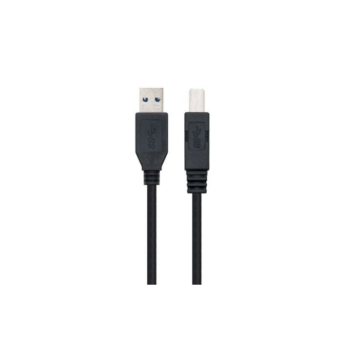 Cable USB 3.0 Impresora Nanocable 10.01.0802-BK/ USB Tipo-B Macho - USB Macho/ 2m/ Negro