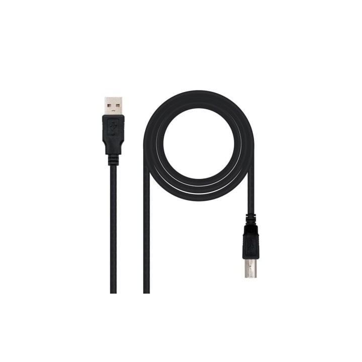 Cable USB 2.0 Impresora Nanocable 10.01.0105-BK/ USB Tipo-B Macho - USB Macho/ 4.5m/ Negro