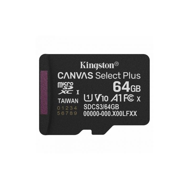 Tarjeta de Memoria Kingston CANVAS Select Plus 64GB microSD XC/ Clase 10/ 100MBs
