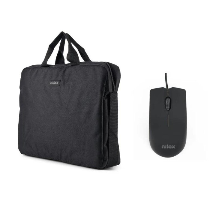 NILOX Maletín 15.6"Negro+Ratón USB 1000dpi