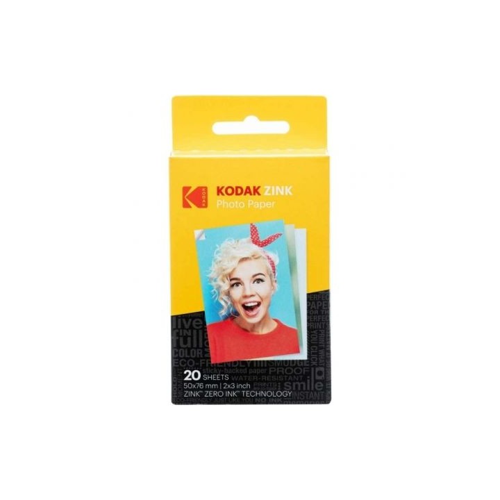 Papel Fotográfico para Cámara Printomatic y STEP Touch Kodak Zink/ 2"x3"/ 20g/ 20 Hojas