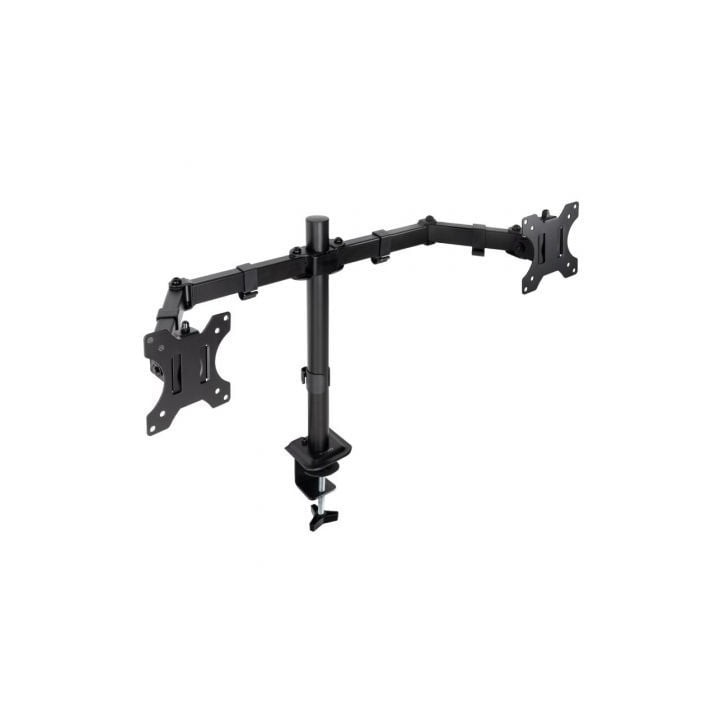 Soporte de Mesa para 2 Monitores TooQ DB1802TN-B/ Giratorio/ Inclinable/ hasta 8kg