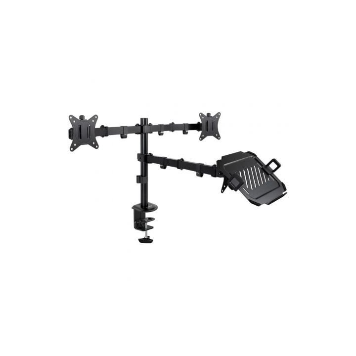 Tooq DB1202TN-B Soporte mesa 2 pantallas+ portatil