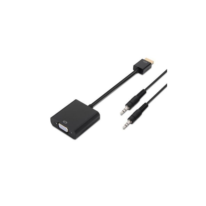 Conversor Aisens A122-0126/ HDMI Macho - VGA Hembra/ Jack 3.5 Hembra/ 10cm/ Negro