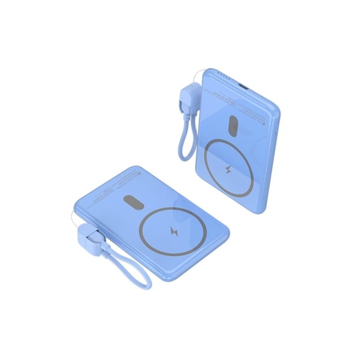 Powerbank 5000mAh Leotec LEPOWW20W5B/ 20W/ Wireless/ Azul/ Incluye Cable USB Tipo-C