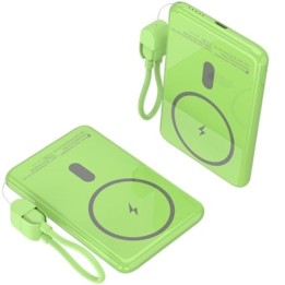 Powerbank 5000mAh Leotec LEPOWW20W5G/ 20W/ Wireless/ Verde/ Incluye Cable USB Tipo-C