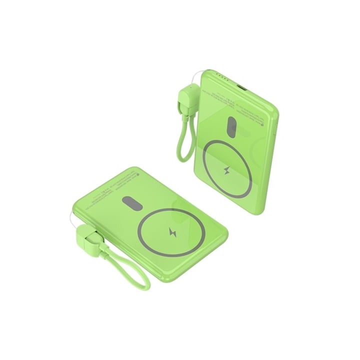 Powerbank 5000mAh Leotec LEPOWW20W5G/ 20W/ Wireless/ Verde/ Incluye Cable USB Tipo-C