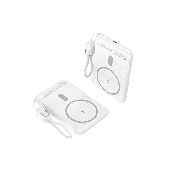 Powerbank 5000mAh Leotec LEPOWW20W5W/ 20W/ Wireless/ Blanca/ Incluye Cable USB Tipo-C
