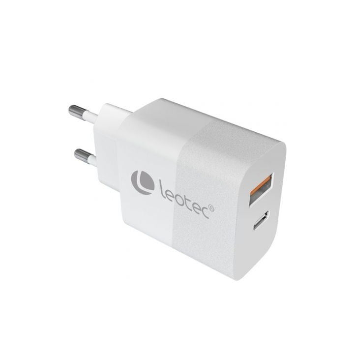 Cargador de Pared GaN Leotec LECSPH30W2W/ 1xUSB Tipo-C/ 1xUSB/ 30W