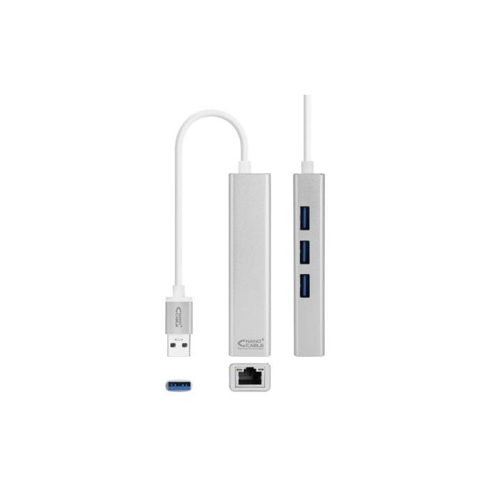Nanocable Conversor USB 3.0 Ethernet + 3xUSB 3.0