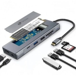 Docking USB Tipo-C Leotec LEDS07/ Ranura SSD M.2/ 2xUSB/ 1xUSB Tipo-C/ 1xHDMI 4K/ 1xLector Tarjetas SD y MicroSD/ 1xUSB Tipo-C