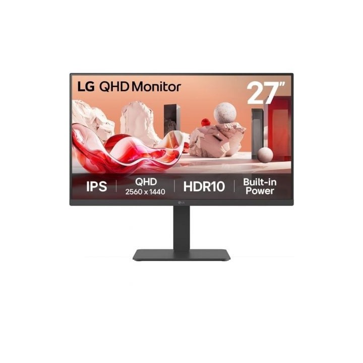 Monitor Profesional LG 27BA45QB-B 27"/ QHD/ Multimedia/ Regulable en altura/ Negro