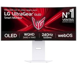 Smart Monitor Gaming Ultrapanorámico Curvo LG UltraGear 34GX90SA-W 34"/ WQHD/ Multimedia/ 0.03ms/ 240Hz/ OLED/ Regulable en alt