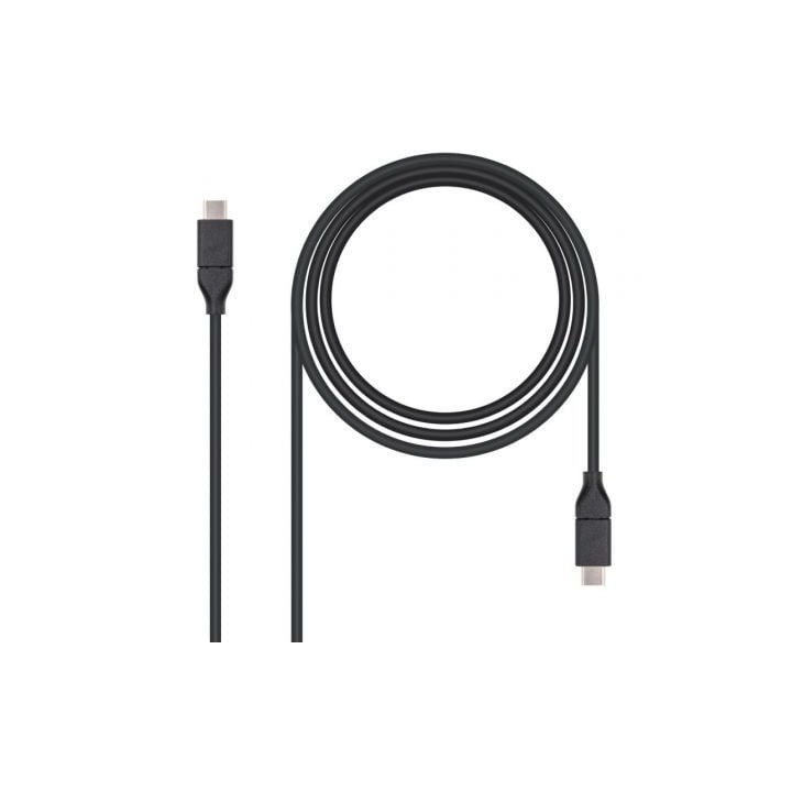 Cable USB 3.2 Tipo-C Nanocable 10.01.4101/ USB Tipo-C Macho - USB Tipo-C Macho/ hasta 100W/ 1m/ Negro