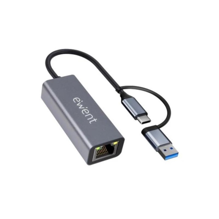 EWENT ADAPTADOR ETHERNET 1GIGABIT | USB-C Y USB-A