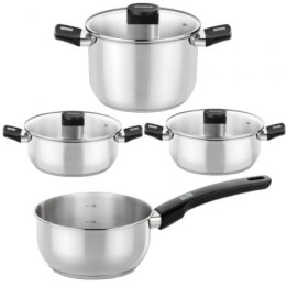 Pack Batería de Cocina Elite Monix M240001/ Cazo Ø14cm/ Ollas Ø24cm/ Cacerolas Ø20 - 24cm/ Acero Inoxidable/ Apta para Inducció