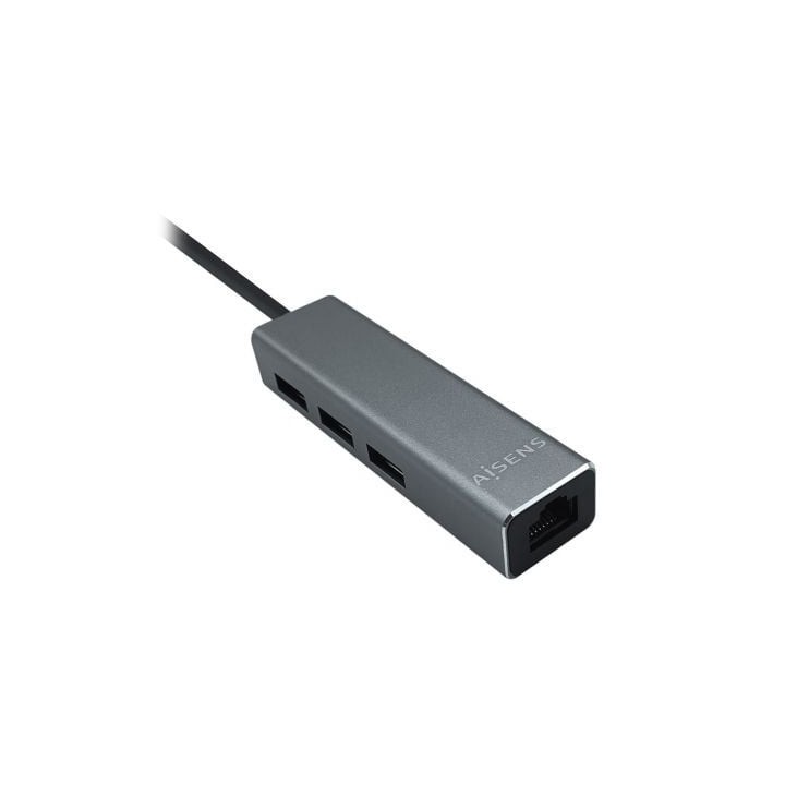 Aisens Conversor USB 3.0 Ethernet + 3 usb3.0 gris