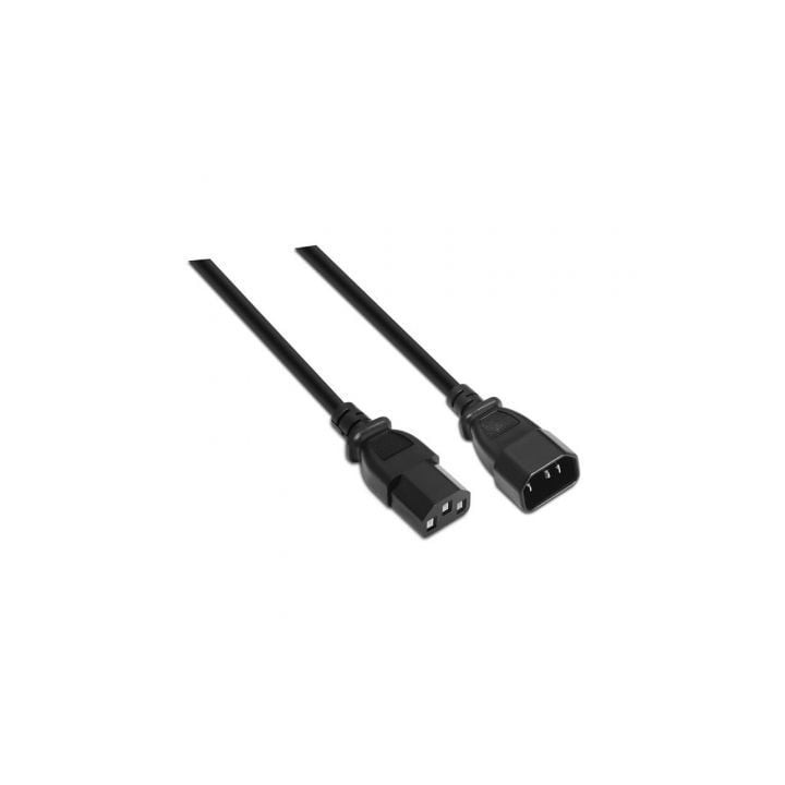Cable Alargador de Alimentación CPU Aisens A132-0171/ IEC C13 Hembra - IEC C14 Macho/ Hasta 1500W/ 1.5m/ Negro